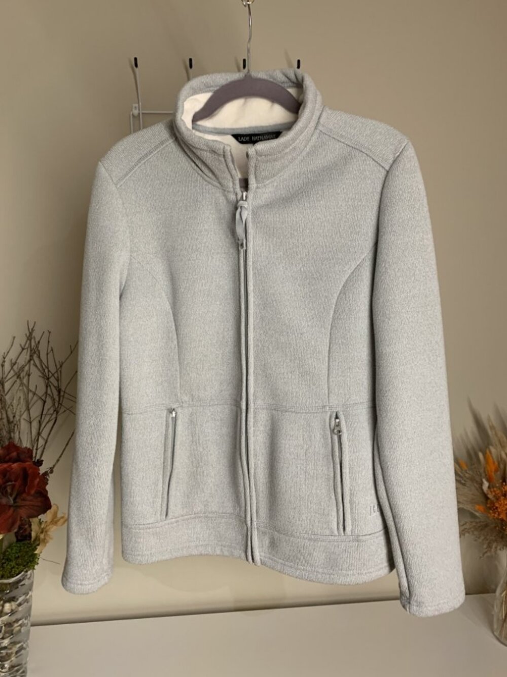 Lady Hathaway Lined Grey Fleece Zip-Up Jacket SMALL